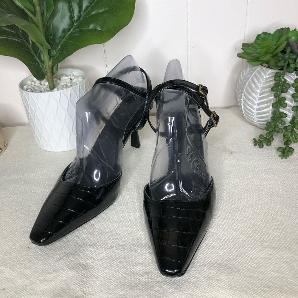 Who What Wear Women's Crocskin Embossed Pointed Toe Slingback Sandals Size 8.5
